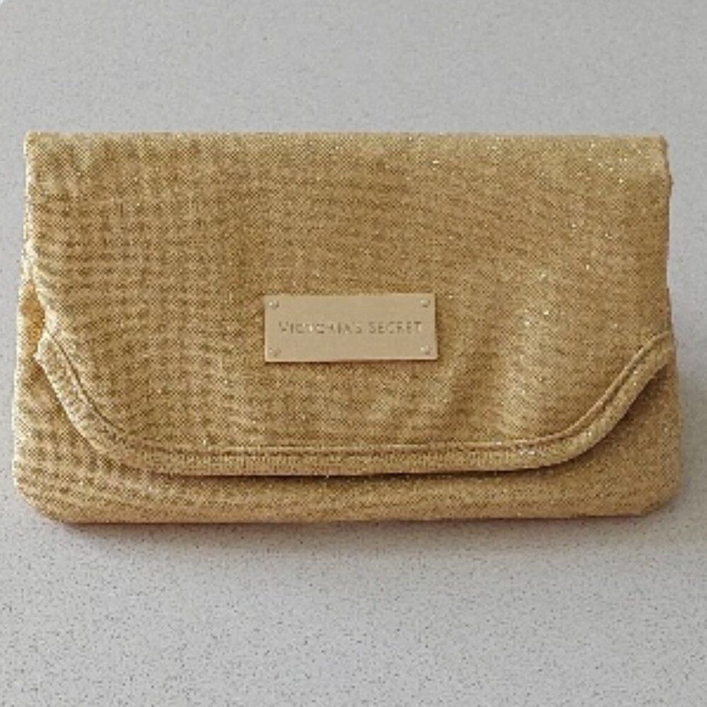 Victoria's Secret Classy Gold Glitter Cosmetic Bag
